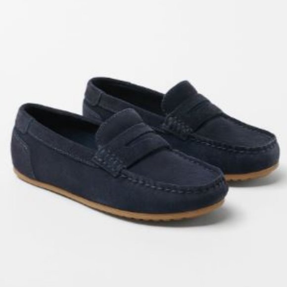 Zara Kids Leather Loafers Like New Dressy Size: EU 29 / US 11.5 Navy - Picture 5 of 8